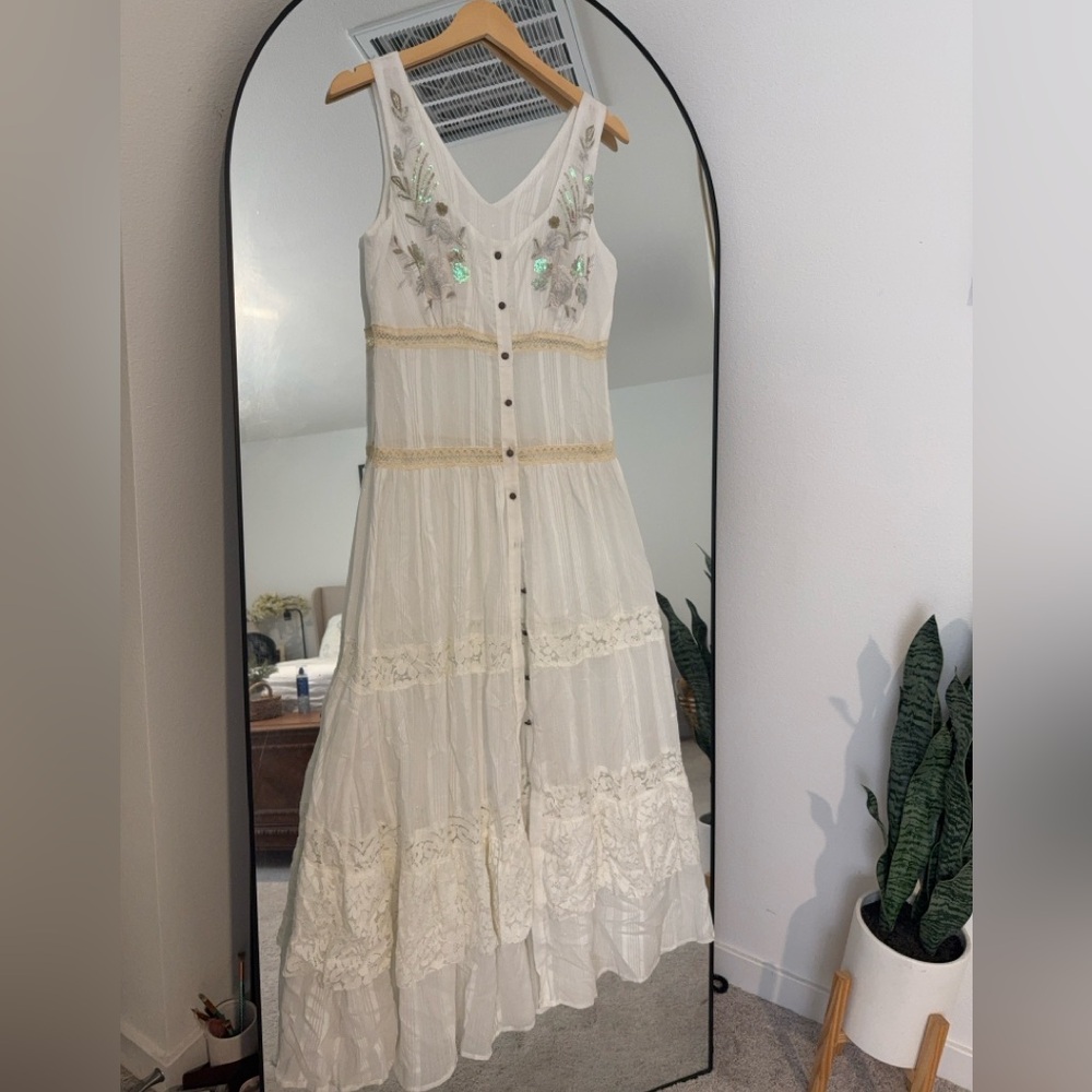 Aratta White Embroidered Lace Maxi Dress Size Small